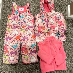 Pink Rainbow Dinosaur Children’s Place Snow Suit- Size 2T